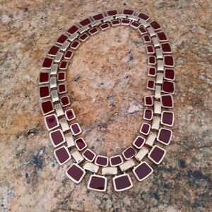 VINTAGE INLAID STONE & GOLD COLLAR NECKLAC
